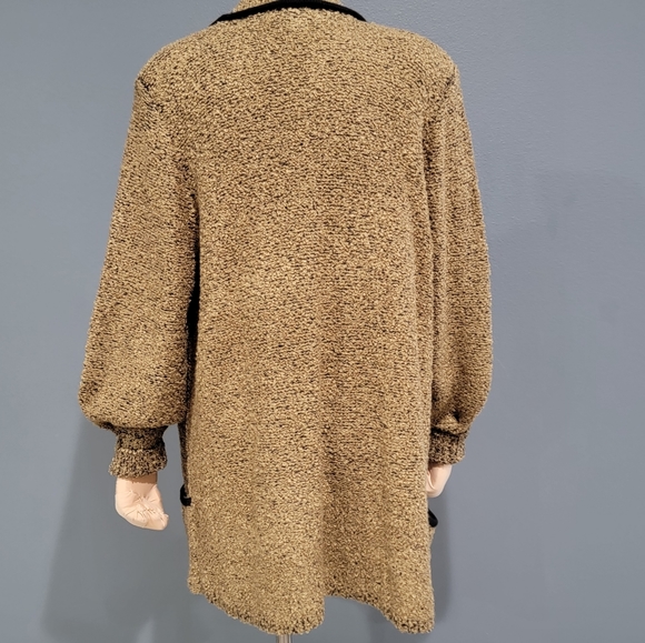 Vintage SIDE EFFECTS Light Brown Oversized Mid Length Nubby Knit Cardigan M/L - Picture 2 of 8